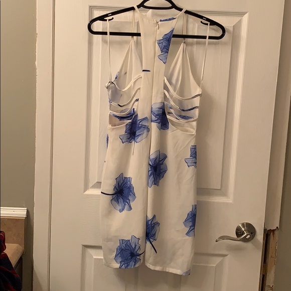 White and Blue Flower Mini Dress - Picture 2 of 3
